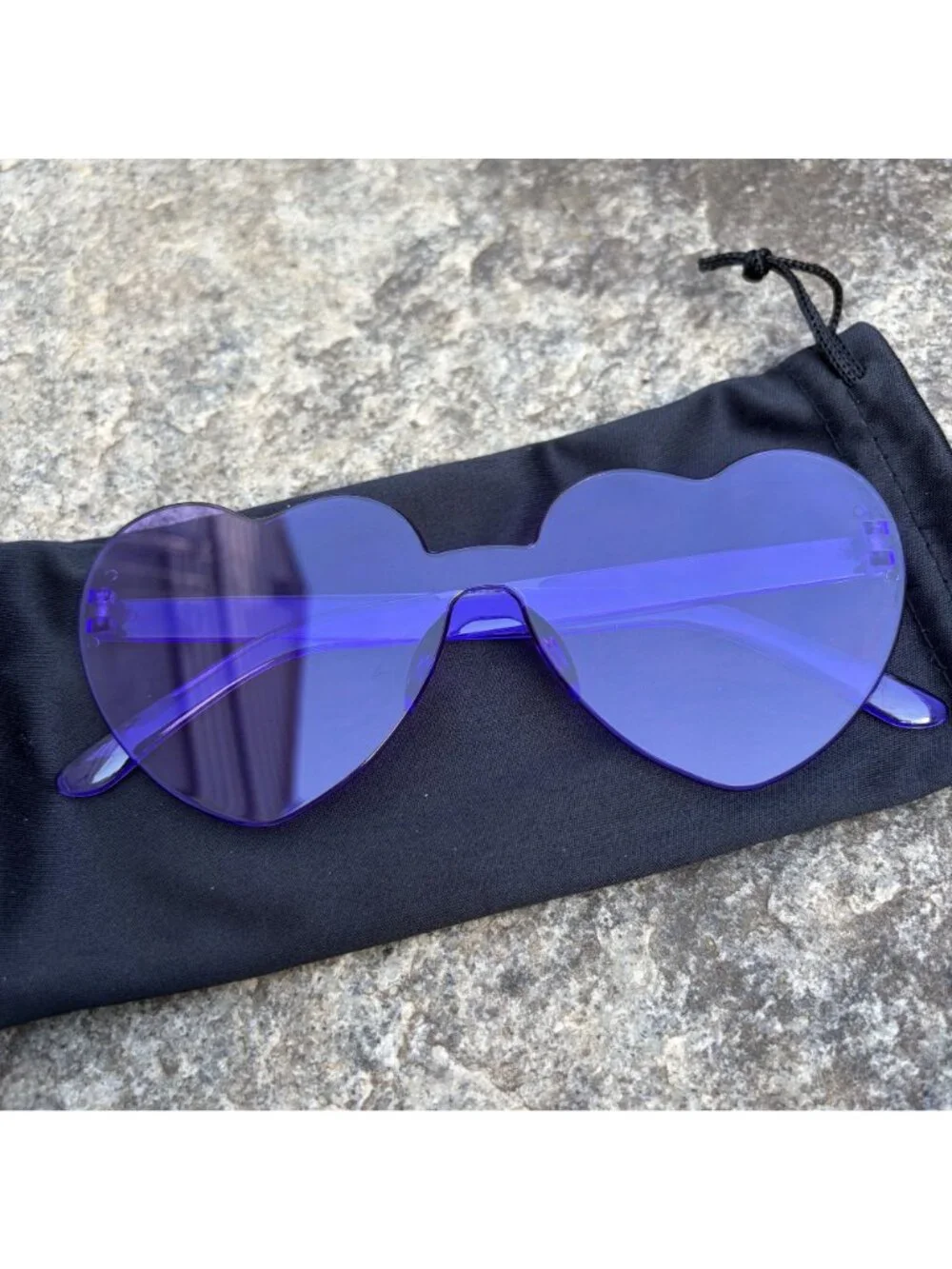 Purple Heart Shaped Sunglasses Rimless Tinted Festival Rave Party Boho Pride NEW